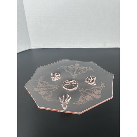 Paden City Amber 3 Footed Plate Pineapple Design Vintage Octagon Shaped 8½” - Picture 5 of 5